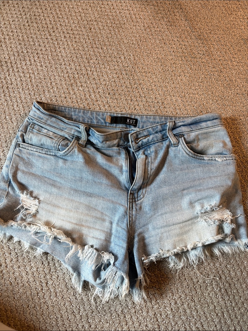 Kut from the Kloth Light Wash Distressed Denim Cutoff Shorts